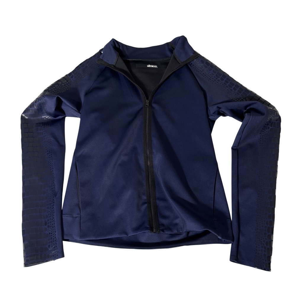 Ultracor Womens XS Navy Blue Crocodile Embossed Full Zip Track Jacket Athleisure